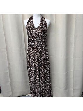 R&K Originals Leopard Animal Print Halter Maxi Dress Size M